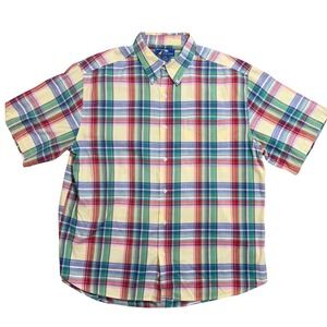 Ivy Crew Mens XL‎ Short Sleeve Button Down Shirt Plaid Cotton Multi Color Preppy